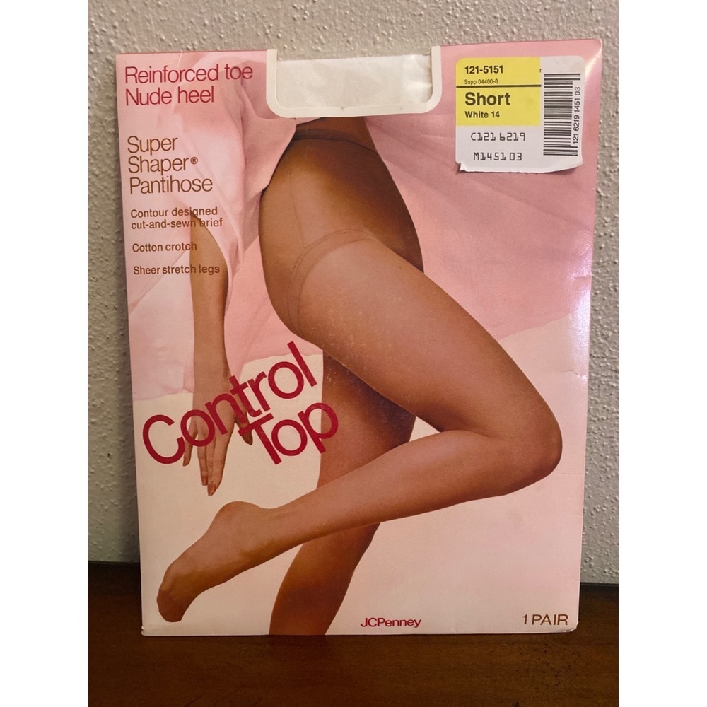 Vintage White Pantyhose Control Top Super Shaper JCPenney Size Short